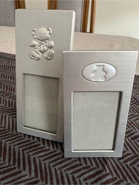 Vintage Silver Teddy Bear 🧸 Baby Picture Frames - Home Accents